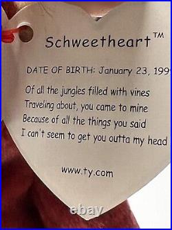 TY Schweetheart Beanie Baby. 1999. Rare Retired. PE Pellets. With CARD