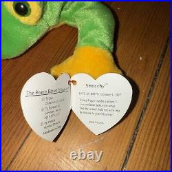 TY Smoochy The Frog Beanie Baby Rare RETIRED with Tag Errors Mint Condition