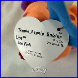 TY The Original Beanie Babies'Lips' The Fish RARE 1999 With Errors Teenie 5