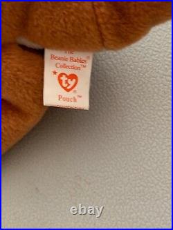 TY VERY RARE Pouch Beanie Baby With Pouch Tush Tag With Errors