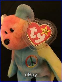 TY beanie baby Very Rare PEACE BEAR ORIGINAL. Collectible with TAG ERRORS