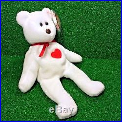 Truly Rare Valentino Bear Ty Beanie Baby 1993 WHITE STAR PVC Canadian Tush MWMT