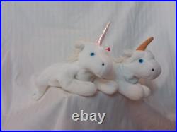 Two RARE Ty Beanie Babies MYSTIC the Unicorn 1994 Retired with Tag Errors/PVC
