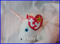 Two RARE Ty Beanie Babies MYSTIC the Unicorn 1994 Retired with Tag Errors/PVC