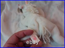 Two RARE Ty Beanie Babies MYSTIC the Unicorn 1994 Retired with Tag Errors/PVC