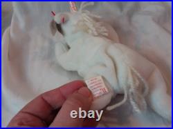 Two RARE Ty Beanie Babies MYSTIC the Unicorn 1994 Retired with Tag Errors/PVC