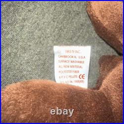 Ty 1993 Beanie Babies Chocolate the Moose Very Rare With Tag Error PVC Retired