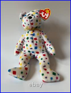 Ty 2K White CONFETTI Beanie Baby Bear Tag Errors 1999-2000
