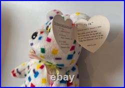 Ty 2K White CONFETTI Beanie Baby Bear Tag Errors 1999-2000