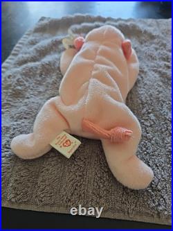 Ty 4005 Beanie Babies Squealer The Pig With Tag Errors OBO Very Rare With Cover