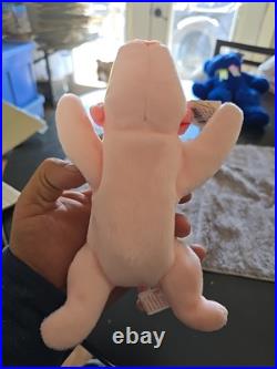 Ty 4005 Beanie Babies Squealer The Pig With Tag Errors OBO Very Rare With Cover