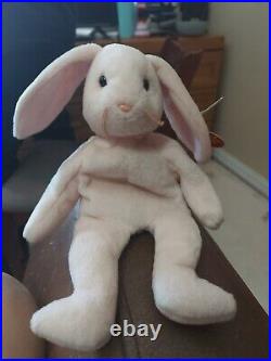 Ty 4117 Beanie Babies Hoppity Rabbit Pink With PVC Pellets And Rare Tag Errors