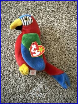 Ty 4197 Beanie Baby Jabber The Parrot Tropical Bird RARE ERRORS