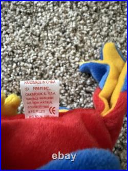Ty 4197 Beanie Baby Jabber The Parrot Tropical Bird RARE ERRORS