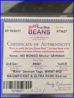 Ty Authenticated 3rd/1st Gen Nana Beanie Baby German Tags MWMT-MQ! Ultra Rare
