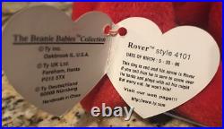 Ty Beanie Babie'Rover Very Rare PVC Pellets Collectors Item Tag Rarities