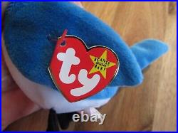 Ty Beanie Babies 1993 Chocolate Tush Tag On 1997 Rocket Blue Jay Rare Tag Error