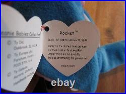 Ty Beanie Babies 1993 Chocolate Tush Tag On 1997 Rocket Blue Jay Rare Tag Error