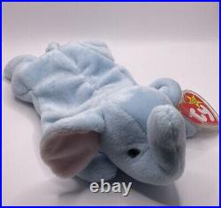 Ty Beanie Babies 1995 Peanut the Light Blue Elephant PVC Tag Errors Rare