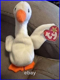 Ty Beanie Babies 1996 GRACIE The Swan Rare Retired Tag Errors Style Spacing