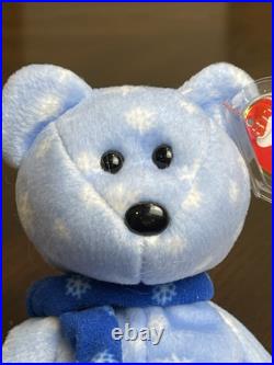 Ty Beanie Babies 1999 Holiday Teddy w Snowflake Plush Toy RARE w Tag Errors MINT