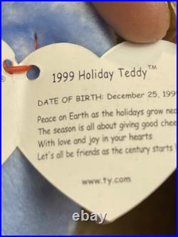 Ty Beanie Babies 1999 Holiday Teddy w Snowflake Plush Toy RARE w Tag Errors MINT