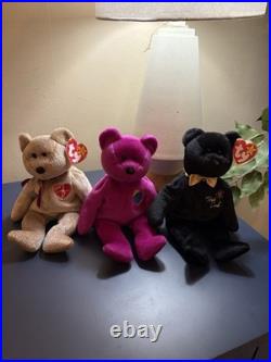 Ty Beanie Babies 1999 Signature Bear, The End Y2k & Millennium Bear RARE Set
