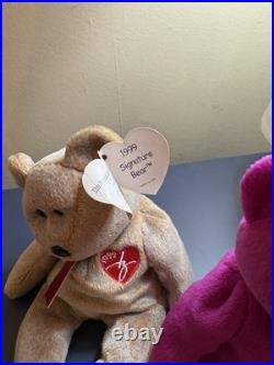 Ty Beanie Babies 1999 Signature Bear, The End Y2k & Millennium Bear RARE Set
