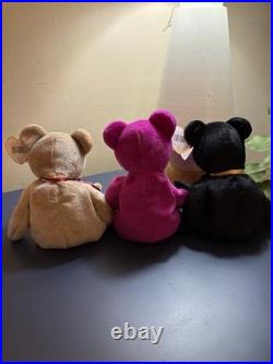 Ty Beanie Babies 1999 Signature Bear, The End Y2k & Millennium Bear RARE Set