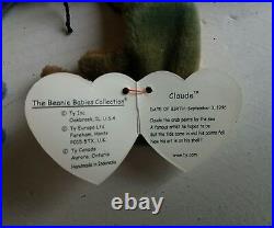 Ty Beanie Babies Baby Claude The Crab Very Rare