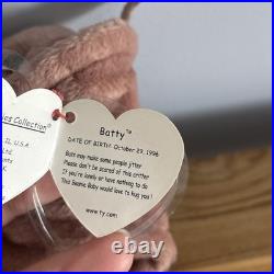 Ty Beanie Babies Batty Brown Bat 1996 1997 RARE (Retired, Baby)