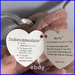Ty Beanie Babies Batty Brown Bat 1996 1997 RARE (Retired, Baby)