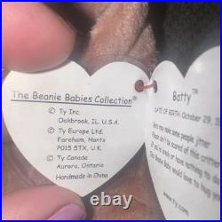 Ty Beanie Babies -Batty Brown Bat 1996 PVC RARE, ERRORS (Retired, Baby) Ty Beanie Babies -Batty Brown Bat 1996 PVC RARE, ERRORS (Retired, Baby)