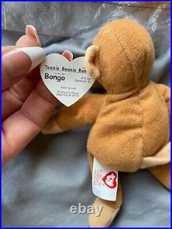 Ty Beanie Babies Bongo Monkey 1993 Rare Retired Collectible Original Bag & Tag