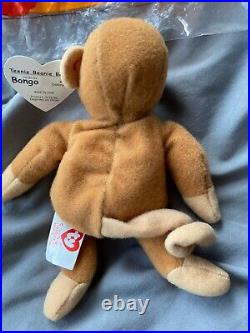 Ty Beanie Babies Bongo Monkey 1993 Rare Retired Collectible Original Bag & Tag