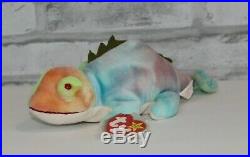 Ty Beanie Babies Collection 1997 IGGY Iguana Neon Tie Dye ERRORS RARE Retired