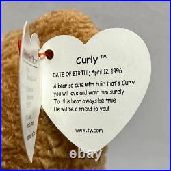 Ty Beanie Babies Curly Bear DOB April 1996 Hang/93 Tush Tag Errors Rare HTF 4052