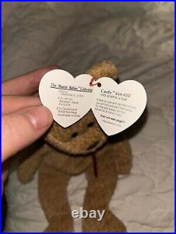 Ty Beanie Babies Curly The Bear Plush Toy 4052 Rare Defects