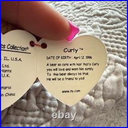 Ty Beanie Babies Curly the Bear Plush Toy Vintage 4052 Rare With Errors