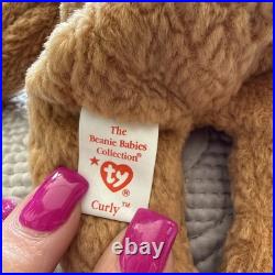Ty Beanie Babies Curly the Bear Plush Toy Vintage 4052 Rare With Errors