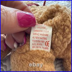 Ty Beanie Babies Curly the Bear Plush Toy Vintage 4052 Rare With Errors