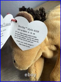Ty Beanie Babies Derby The Horse 1995 Yarn Mane RARE 11 ERRORS PVC Pellets