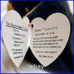 Ty Beanie Babies Doby 4110 Doberman Dog 1996 Retired PVC Pellets Rare Vtg Plush