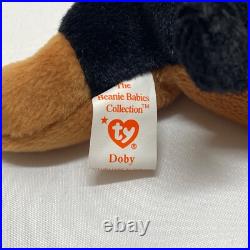 Ty Beanie Babies Doby 4110 Doberman Dog 1996 Retired PVC Pellets Rare Vtg Plush