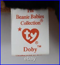 Ty Beanie Babies Doby Black Brown Dog 1996 RARE, FACTORY ERRORS Retired, Baby