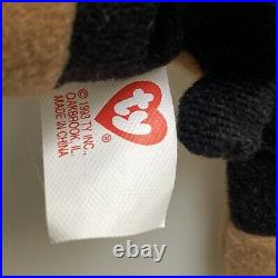 Ty Beanie Babies Doby the Doberman. RARE with Tag Errors. Includes Baby Version