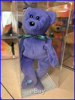 Ty Beanie Babies Employee Bear Violet Teddy MWMT Authenticated Baby Rare