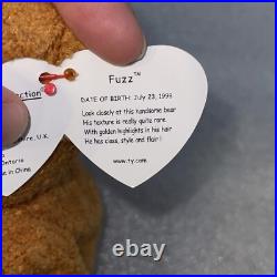 Ty Beanie Babies Fuzz Bear 1998 Retired Rare With Errors