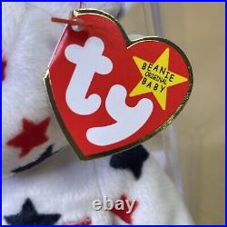 Ty Beanie Babies Glory USA? Bear Plush Toy Red White & Blue Rare With Errors