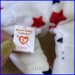 Ty Beanie Babies Glory USA? Bear Plush Toy Red White & Blue Rare With Errors